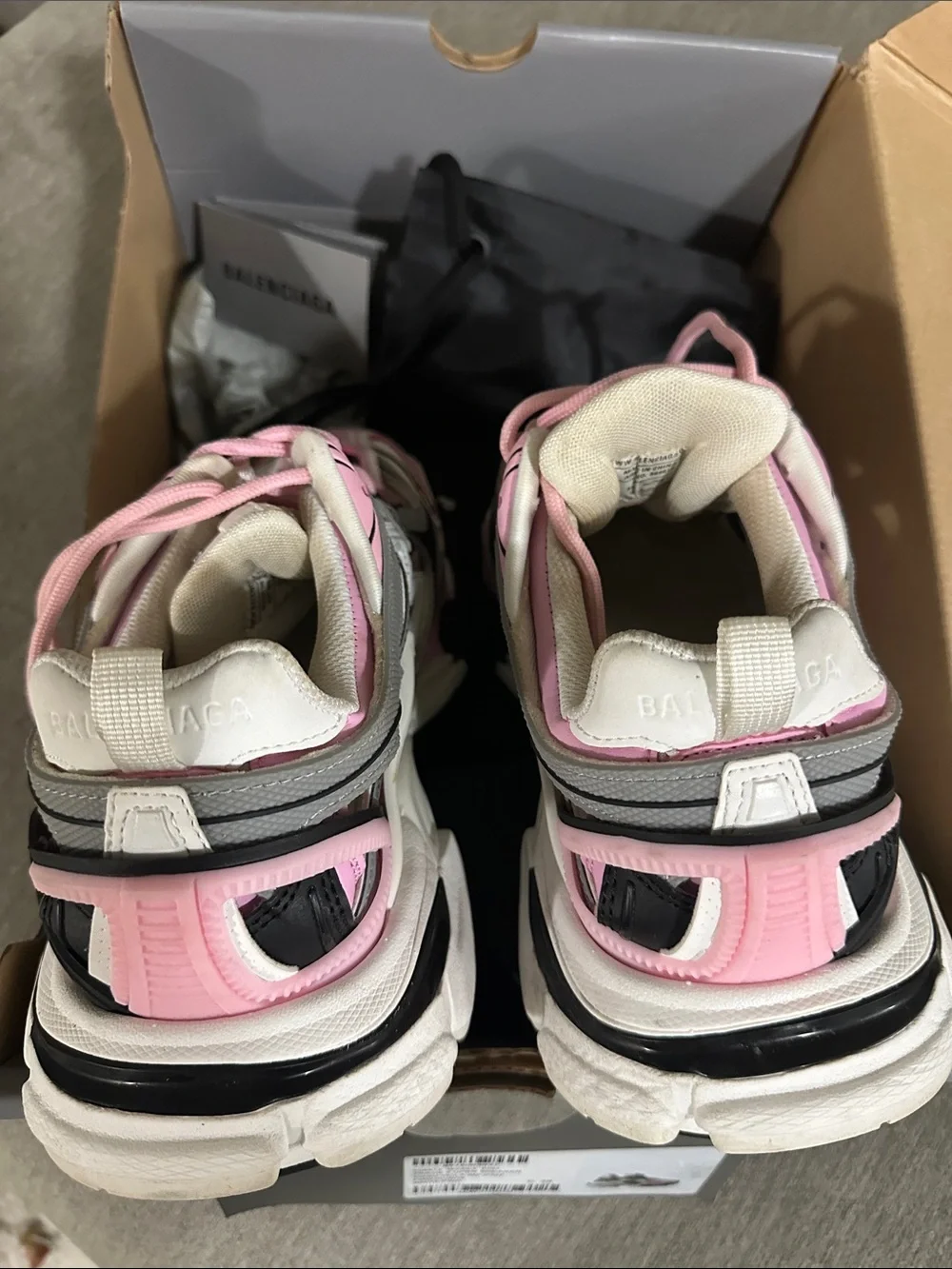 Balenciaga Multi-Layer Track Sneakers in Pink, White & Black - Picture 3 of 3